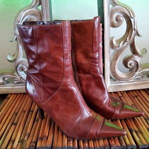 Nine West Brown Leather Ankle Boots